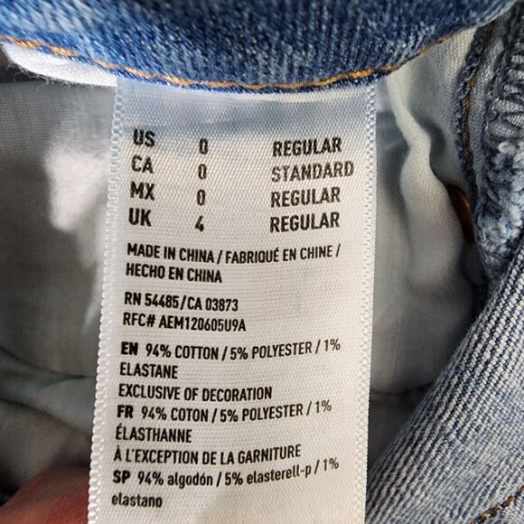 American Eagle Womens Skirt 0 Reg Denim Button Fly Hi-Rise Mini Distressed Blue - Picture 7 of 8